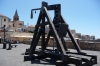 Reconstructed medieval catapult on the port, Sardinia IT