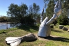 Murray Crayfish sculpture beside the Murray River at the Bringenbrong Bridge NSW