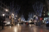 Christmas lights in La Ramblas at night