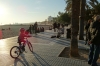 Sunday strollers along the beach in Sitges