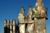 Gaudi's decorative features on the roof of Casa Batlló, Barcelona