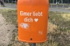 Rubbish bins of Berlin DE. "Bucket loves you"