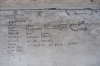 Grafitti on the marble seats in the Bastian of St Remy, Cagliaro, Sardinia IT