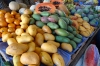 Varieties of mangoes. Market day in Uman