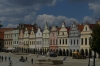 Colourful houses with arcades and ornamental gables ring Zachariáš of Hradec Square, Telč CZ