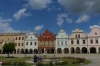 Colourful  houses with arcades and ornamental gables ring Zachariáš of Hradec Square, Telč CZ