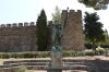 Bronze statue of a dashing Portuguese warrior in front of Vila Viçosa Castle PT