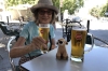 It was hot, so Thea enjoyed a rare beer, with Jessie. Beja PT