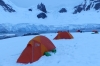 Sleeping on the ice at Leith Cove in Paradise Bay. Antarctica