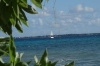 Yacht leaving Fafa Island, Tonga