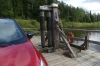 Crossing the Gauja River by hand operated ferry at Līgatne LV