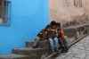 Three little boys and a new book, in Guanajuato