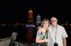 Bruce & Thea in front of the sun and moon pagados in Guilin, China