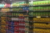 Supermarket shelves full of Yerbe - the national drink of Uruguay