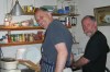 Pete and Bruce cooking while Thea enjoys the wine. Paris FR