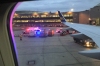Police and ambulance at Newark Airport after a disruptive passenger from Iceland, USA