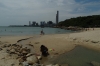 Hung Shing Ye beach, Lamma Island, Hong Kong with power station behind