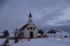 Illuminated Cemetery of Reyniskirkja, west of Vik.  Lights are for Christmas IS