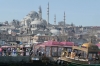 Suleymaniye Mosque and Boats from Galata Bridge Istanbul
