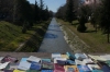 Books for sale on the bridge of the Lana River, Tiranë AL