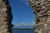 Ruins of an old castle Ludza with lake LV