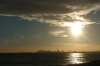 Afternoon winter sun from Badalona looking towards Barcelona ES