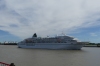 Cruise boat arriving, from the Natchez Paddle Steamer, New Orleans LA USA