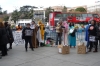 Demonstrators outside the Palacio de Comunicaciones, Madrid