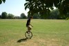 Hayden on his unicycle - grass makes a soft landing. West Ealing, London GB