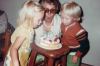 Mike & Kim help Dotty blow her candles out, at Matt & Roz's