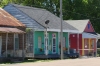 Colourful houses on Broadway, Wyndham Gardens Hotel, Natchez MS