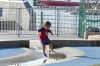 Water playground, Hudson River near Greenwich Village, New York NY