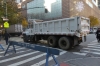 Trucks as barriers to the Thanksgiving Parade around 65th Street, NY