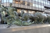 Encierro (bull run) statue in Roncesvalles, Pamplona
