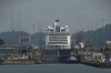 Cruise ship ahead of us in the first lock of the Panama Canal