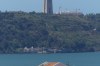 The view of Lisbon PT from Miradouro da Senhora do Monte, looking to the Sanctuary of Christ the King.