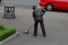 Man sweeping, statue. Parque Central, San Jose,  CR