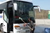 Turkish bus - washing the bus at a road stop
