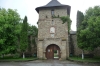 Tower gate, Moldovita Monastery dedicated to the Annunciation, Vatra Moldovitei, 16thC, blues & yellows. Suceava RO