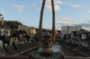 Statues on the Kajbashi Bridge over the Miyagawa River, Takayama, Japan
