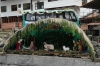 Nativity scene and Machu Picchu bus, Aquas Calientes PE