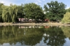 Lake and cafes in Friedrichshain Volkspark, Berlin DE