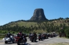 Bikers queuing to visit Devil's Tower WY